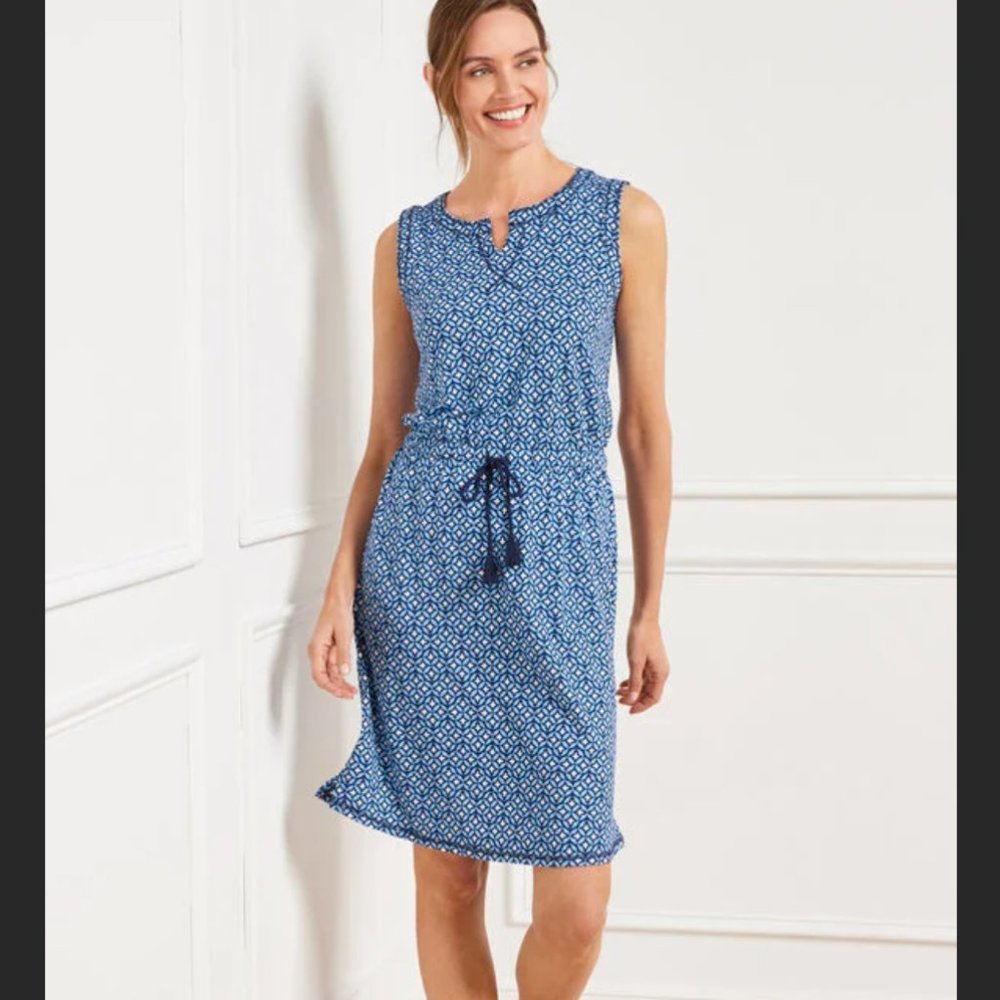 Talbots - Jersey Split Neck Leaf Medallion Dress - image 1